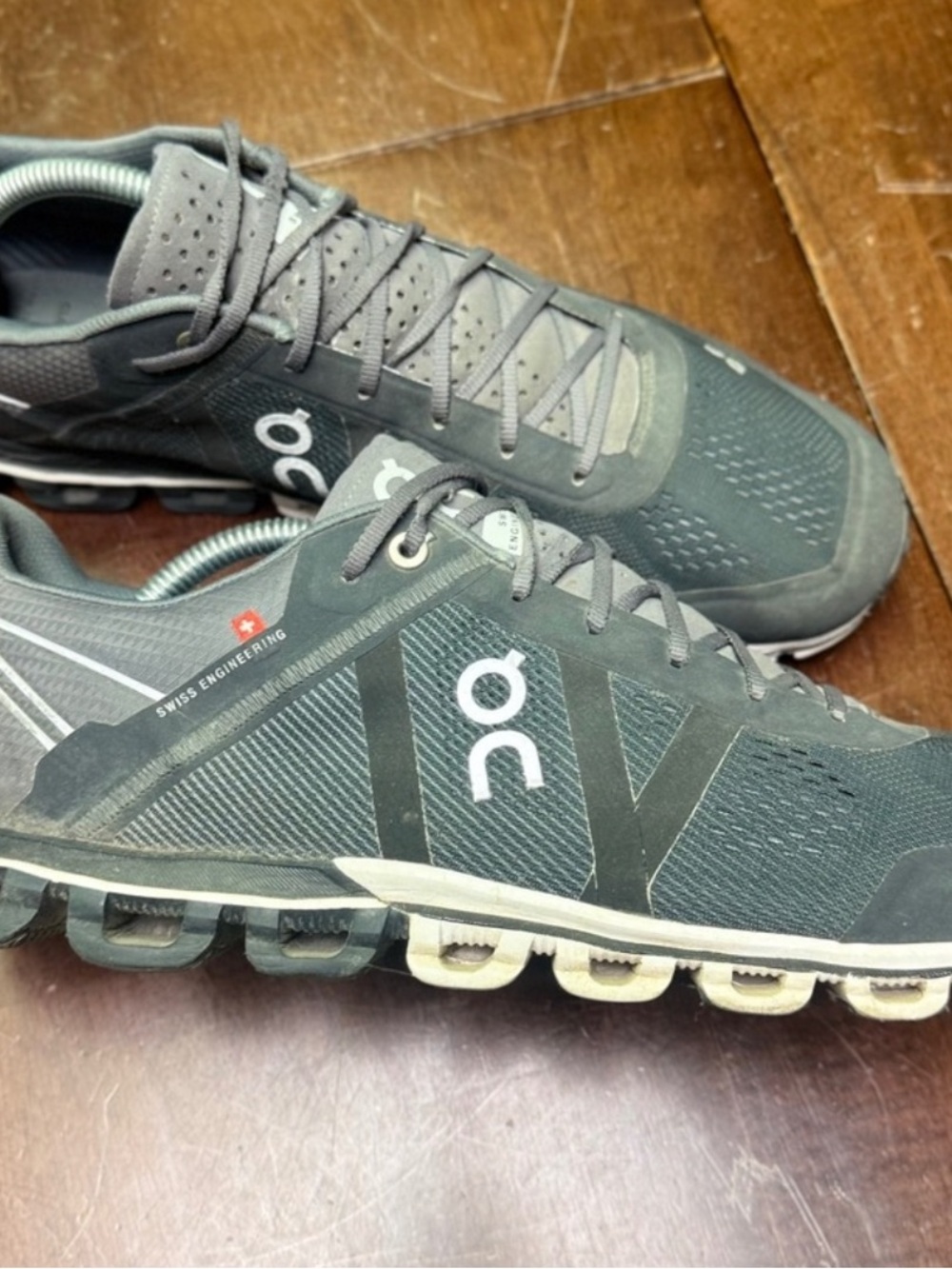 On Running Men's Cloudstratus Athletic Shoes in Dark Gray - Picture 2 of 8
